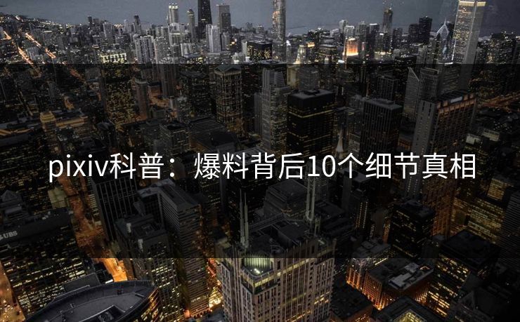 pixiv科普:爆料背后10个细节真相 pixiv科普:爆料背后10个细节真相