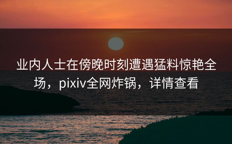 业内人士在傍晚时刻遭遇猛料惊艳全场，pixiv全网炸锅，详情查看