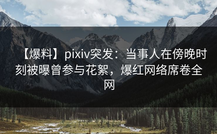 【爆料】pixiv突发：当事人在傍晚时刻被曝曾参与花絮，爆红网络席卷全网