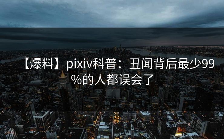 【爆料】pixiv科普：丑闻背后最少99%的人都误会了